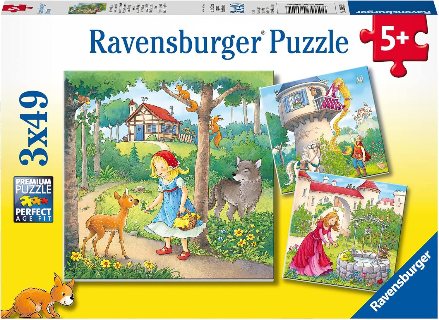 Ravensburger Puzzle pro děti - 08051 Rapunzel, Červená Karkulka a Žabí král - 3X49dílné puzzle pro děti 5+ 3X49dílné puzzle Naty Shop Výchozí název
