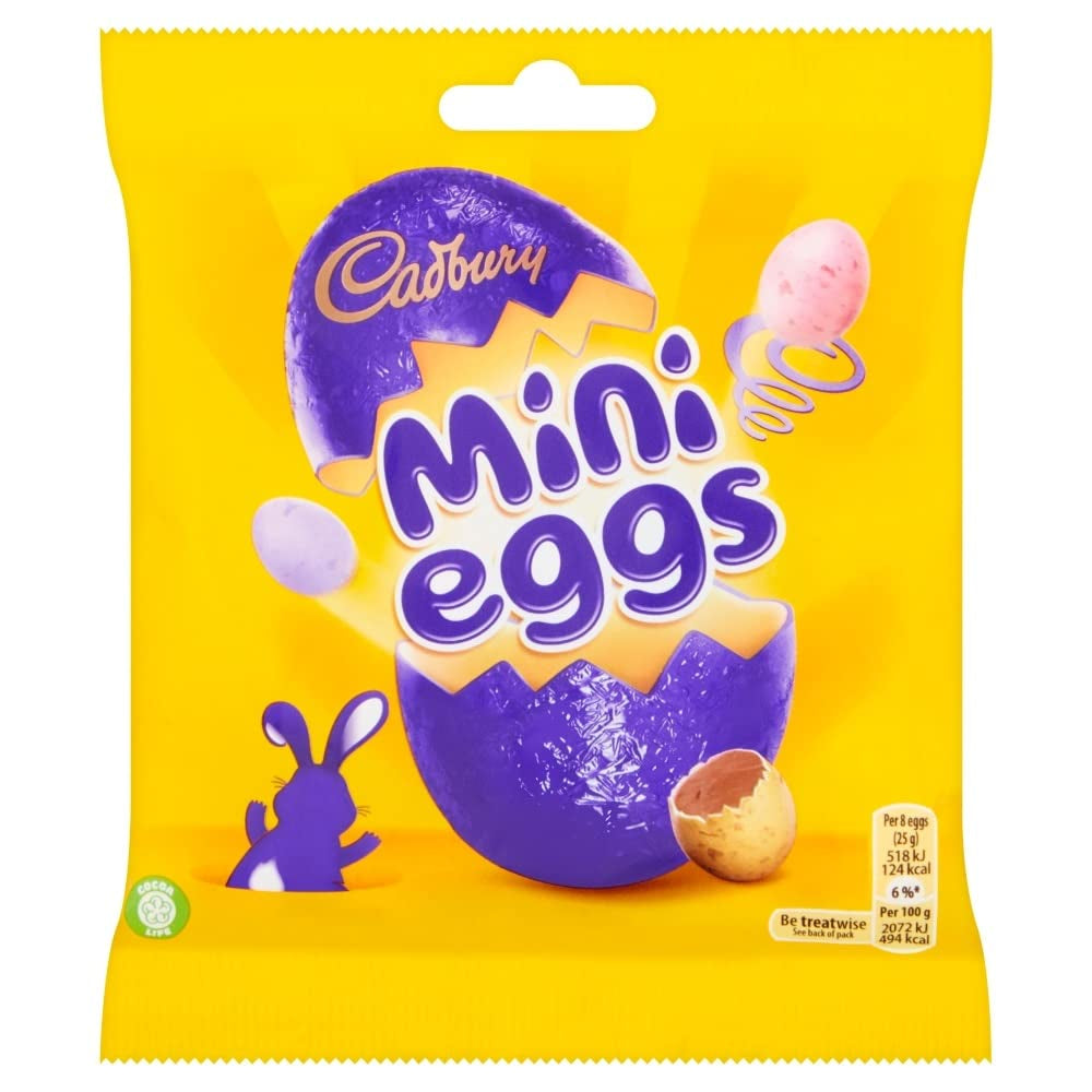 Pevný sáček malých čokoládových vajíček (80 g) v křupavém tácku na cukr (velikonoční formy)