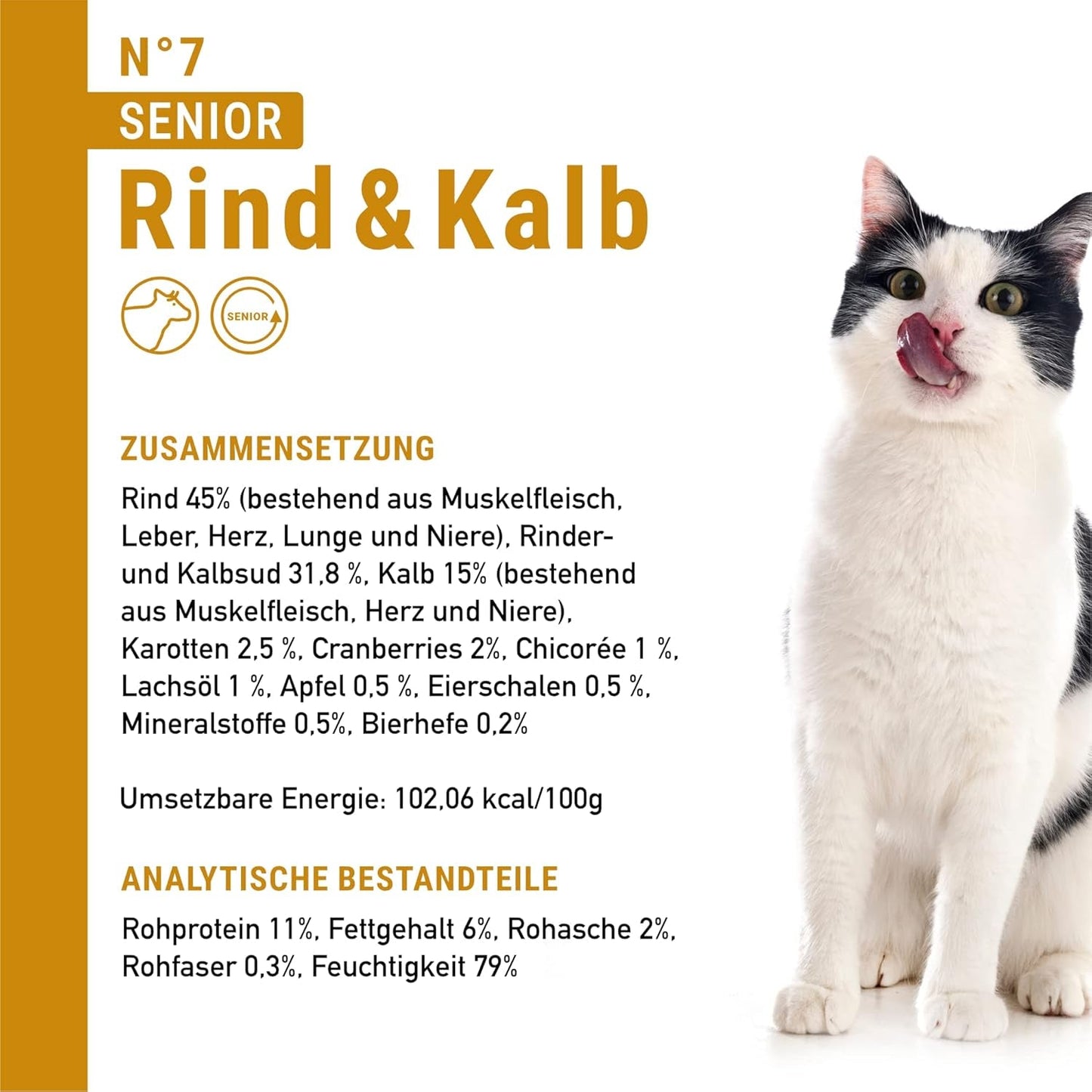 catz finefood Senior Collection Katzenfutter nass - Premium Nassfutter für Ihre Senior Katze - getreidefrei, bez Zucker, hoher Fleischanteil, Vitamine & Mineralien (6 x 200g dávka)