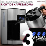 Kávovar Profi Cook | 8-10 šálků | Časovač | Senzorové dotykové ovládání | Termoska s dvojitou stěnou 1,2 litru | Chuťová pečeť | Nerezový kávovar s filtrem | PC-KA 1191