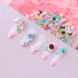 300 Stück Niedlich Blume Přívěsky na nehty, 3D pryskyřice Květinová Camelie Rose Nägel Charms Mit Perle, Gemischt Größe Bunte Flower Nägel Deko Für Frauen Nail Art Zubehör