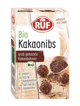 RUF kakaový prášek v bio kvalitě, 125 gramů kakaa a horké čokolády Naty Shop kakaové hroty 150 gramů