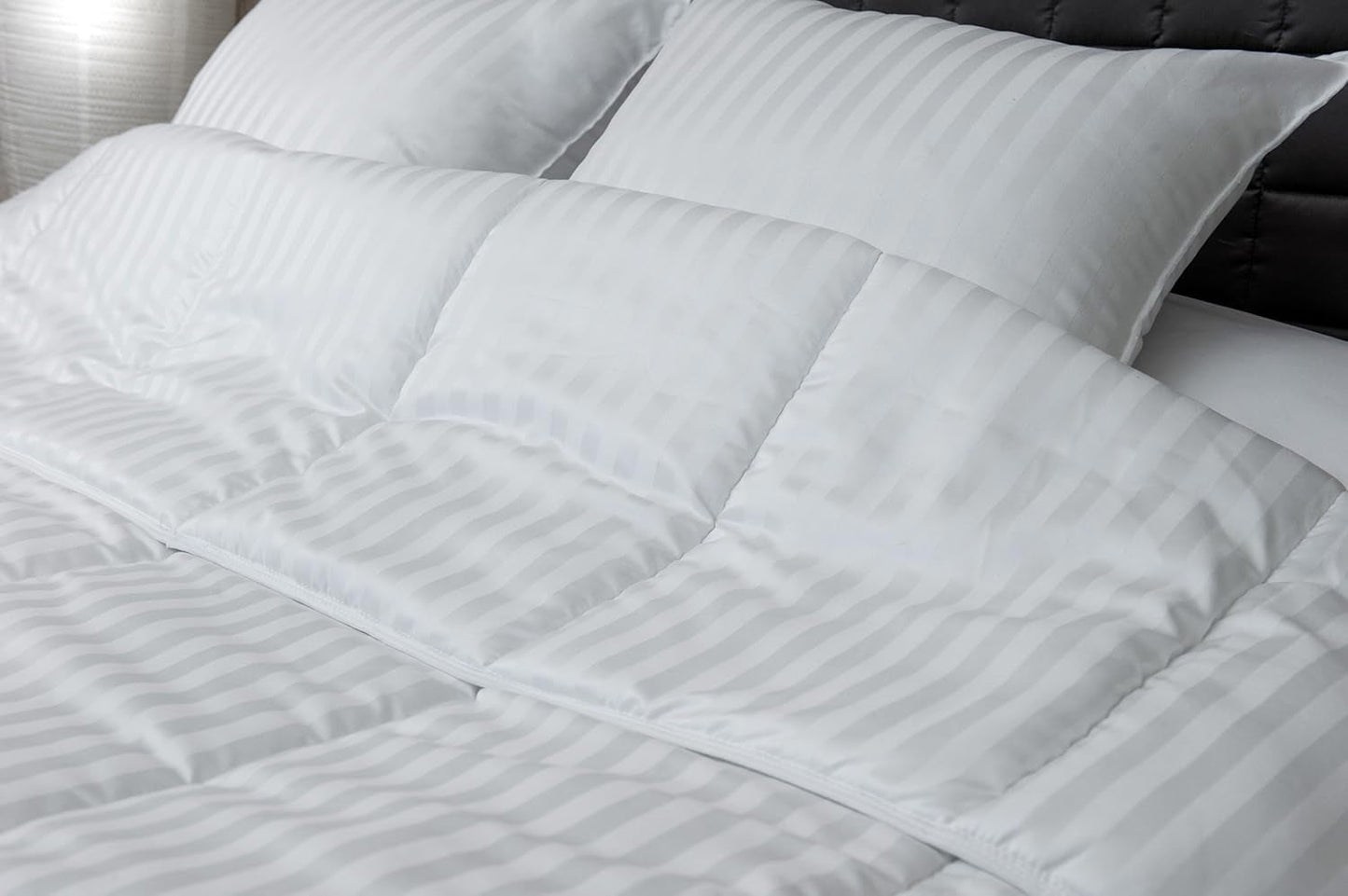 Přikrývka, saténová, pruhovaná, 400 G/M², 200 X 200 Cm, mikrovlákno, bílá, 200 X 200 Cm Přikrývky a přikrývky Naty Shop 200 cm X 200 Cm Prošívaná přikrývka