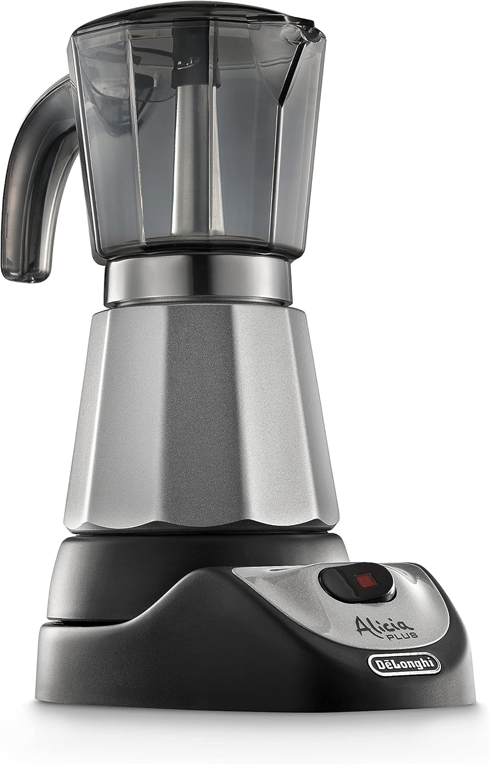 Moka konvička De'Longhi Alicia Plus EMKM6.B (otočná o 360°, 550 W) stříbrno-černá