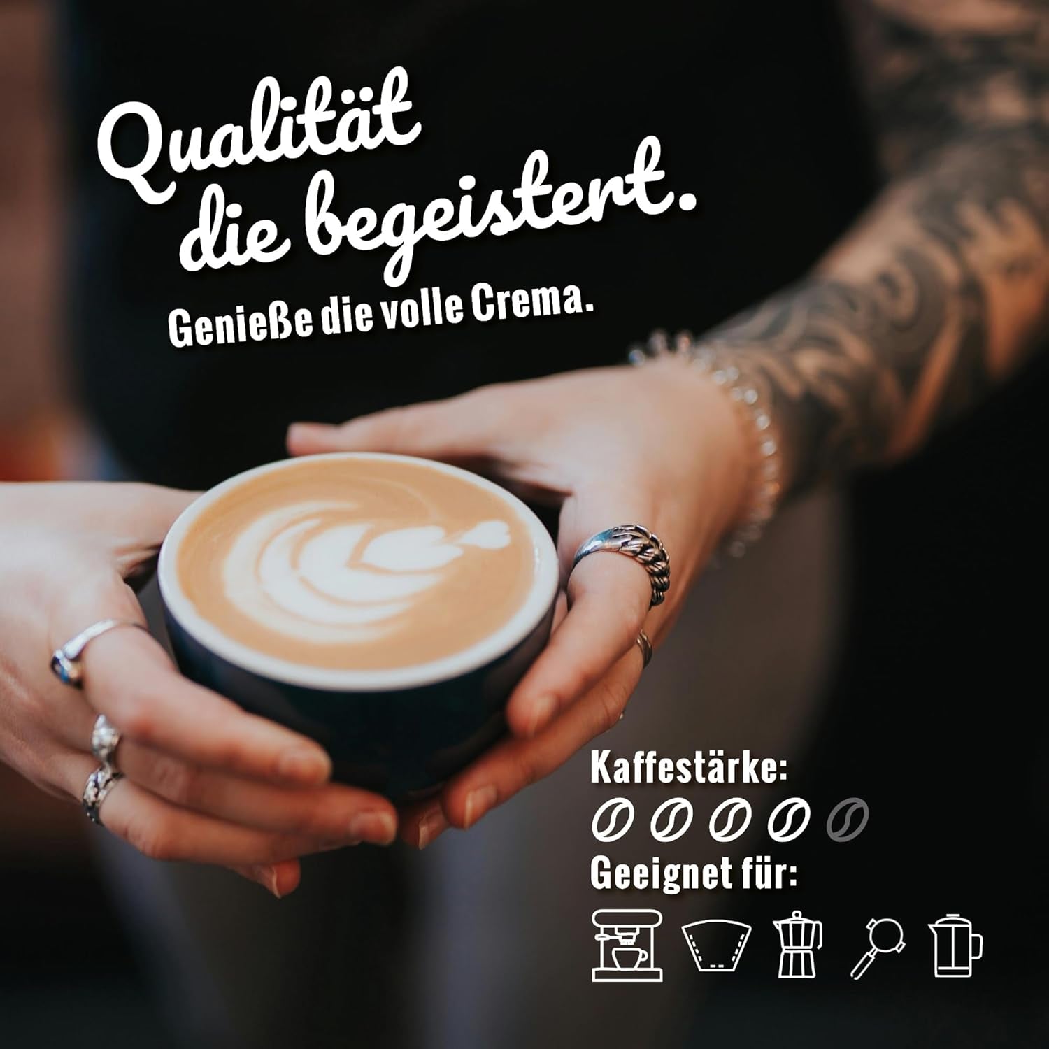 BLANK ROAST - Barista Tattoo Espresso - 1000 g - im Langzeit Trommel-Röstverfahren geröstet - Bohnen aus den besten Anbaugebieten - Premium Arabica & Edel Robusta - schokoladig & nussig - säurearm