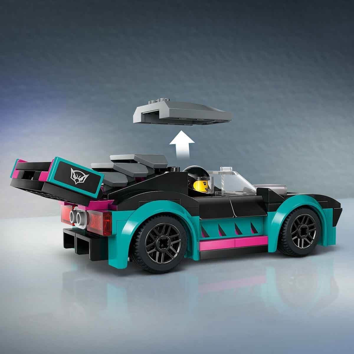 LEGO City Car Transporter se závodním autem, náklaďákem s nastavitelnou nakládací rampou a závodním autem, stavebnice se 2 minifigurkami, závodním jezdcem a řidičem kamionu, pro děti od 6 let 60406 Stavebnice Besuche den LEGO-Store