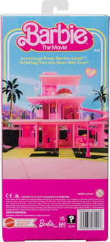Barbie film Ken, panenka Barbie v pastelově růžové a zelené pruhované plážové oblečení, surfovací prkno a bílé tenisky, JBJ54
