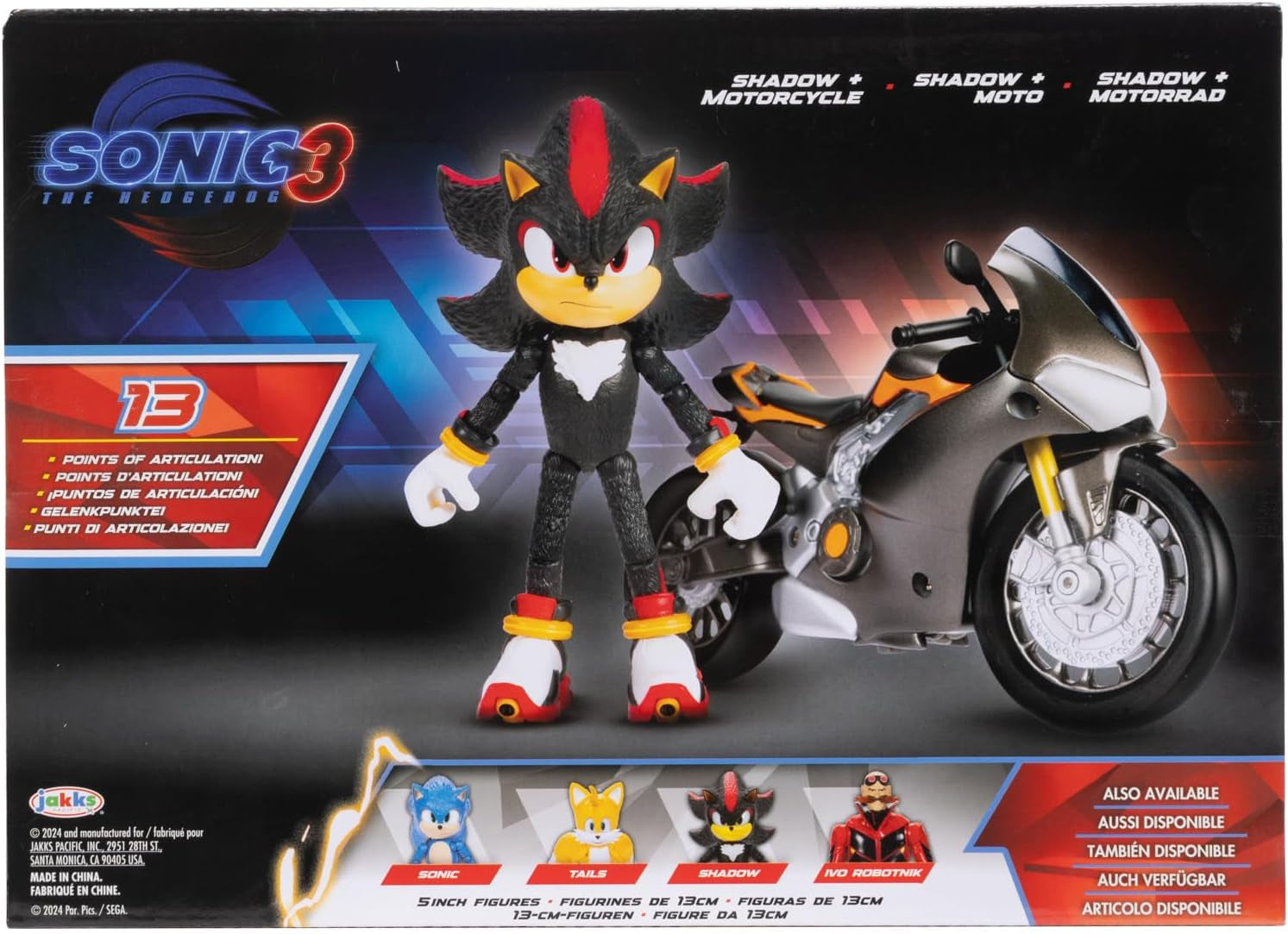 Sonic 3 The Movie Shadow Figure, 15 cm, pohyblivý, včetně Shadow Mobile od Jakks Pacific, Acoustic, Black Akční figurky Naty Shop