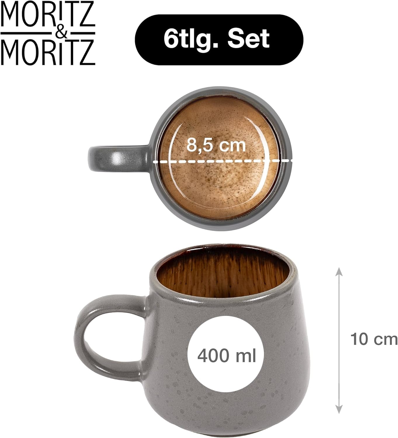 Moritz & Moritz SOLID 24dílná sada kameninového nádobí pro 6 - sada nádobí pro 6 sestávající z 6 talířů, 6 malých talířků, 6 talířů a 6 šálků s uchem