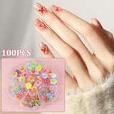 YICH Přívěsky na nehty Nägel Přívěsky 50 ks 3D květiny + 50 ks 3D šišky, letní Nägel Deko Set Šmetterling/květiny Nail Art Nailart