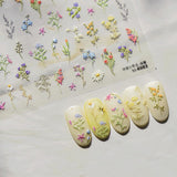 JMEOWIO 3D Nálepka na nehty Blumen Nálepka na nehty Selbstklebend Nagelaufkleber 5D Stereoskopické jarní letní Dekorace Blumen Nageldesign Zubehör 1 Blatt