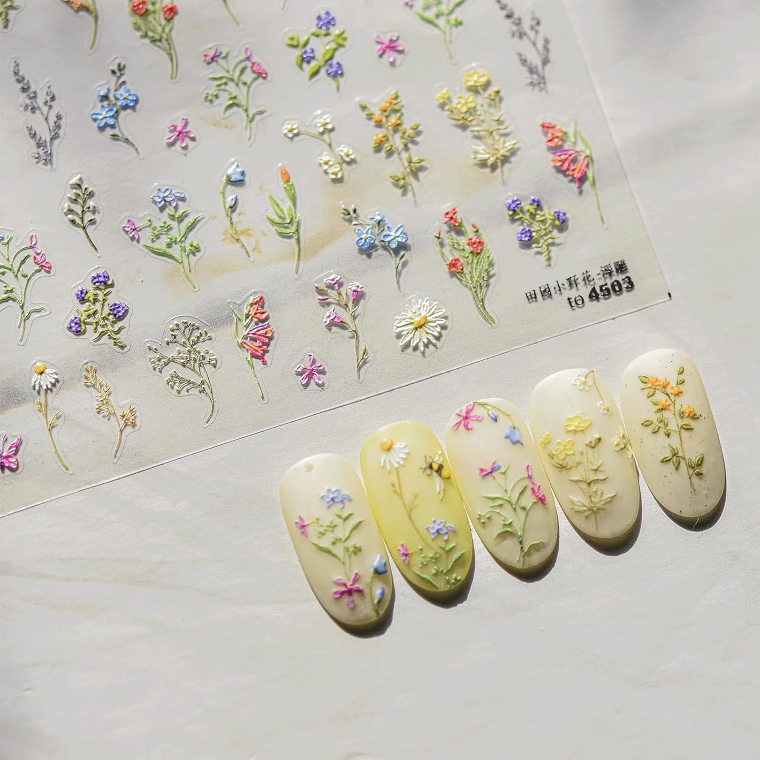 JMEOWIO 3D Nálepka na nehty Blumen Nálepka na nehty Selbstklebend Nagelaufkleber 5D Stereoskopické jarní letní Dekorace Blumen Nageldesign Zubehör 1 Blatt