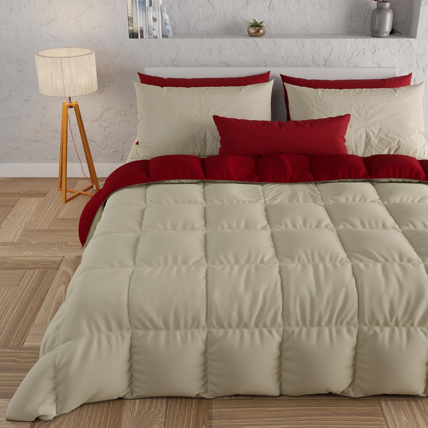 PETTI Artigiani Italiani - Dvojlůžková zimní přikrývka, maxi, jednobarevná, oboustranná, bílá, šedá, 100% Made in Italy Přikrývky a přikrývky Naty Shop Bordeaux taupe Una Piazza E Mezza