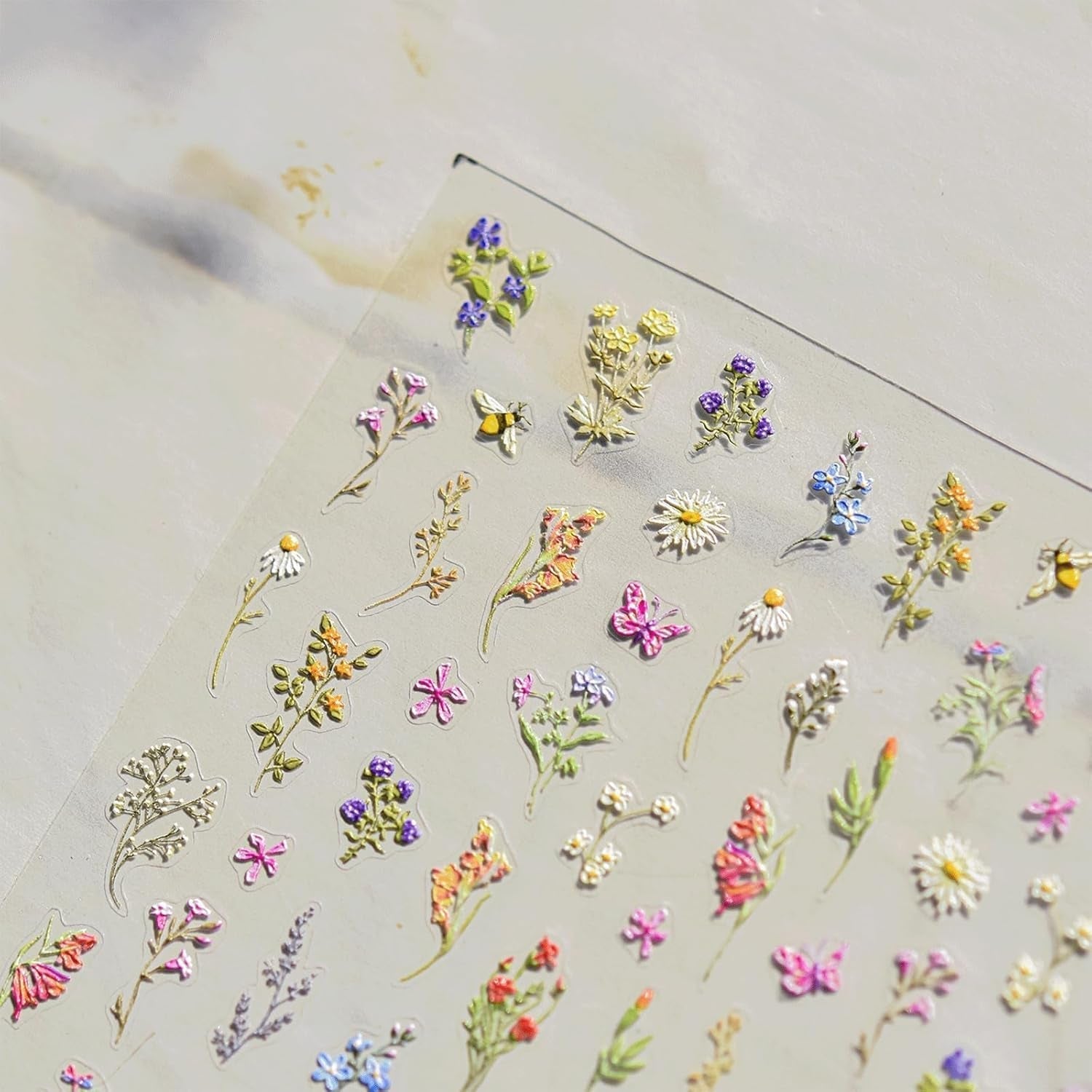 JMEOWIO 3D Nálepka na nehty Blumen Nálepka na nehty Selbstklebend Nagelaufkleber 5D Stereoskopické jarní letní Dekorace Blumen Nageldesign Zubehör 1 Blatt