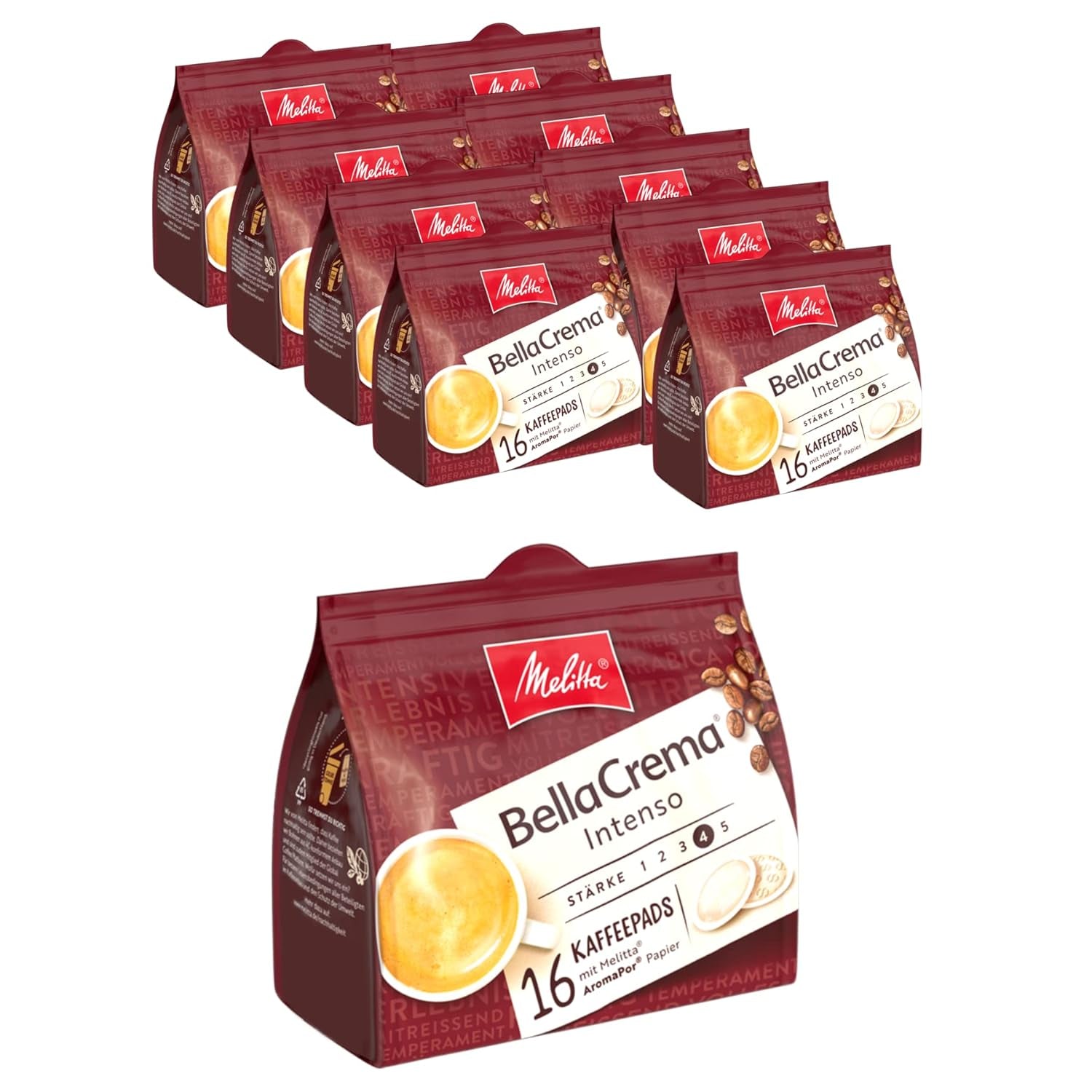 Melitta BellaCrema Intenso gemahlener Röstkaffee v Kaffee Pads 10 x 16 Pads & Café Bistro Röstkaffee v Kaffee Pads, 100 Pads