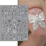 2 Blätter Schmetterling Nálepka na nehty Selbstklebend,Muschel Glitzer Nálepka na nehty Butterfly Lila Grau Schmetterlinge Nagelaufkleber Reliéf Laser Butterflies Nálepka na nehty Nageldesign Zubehör