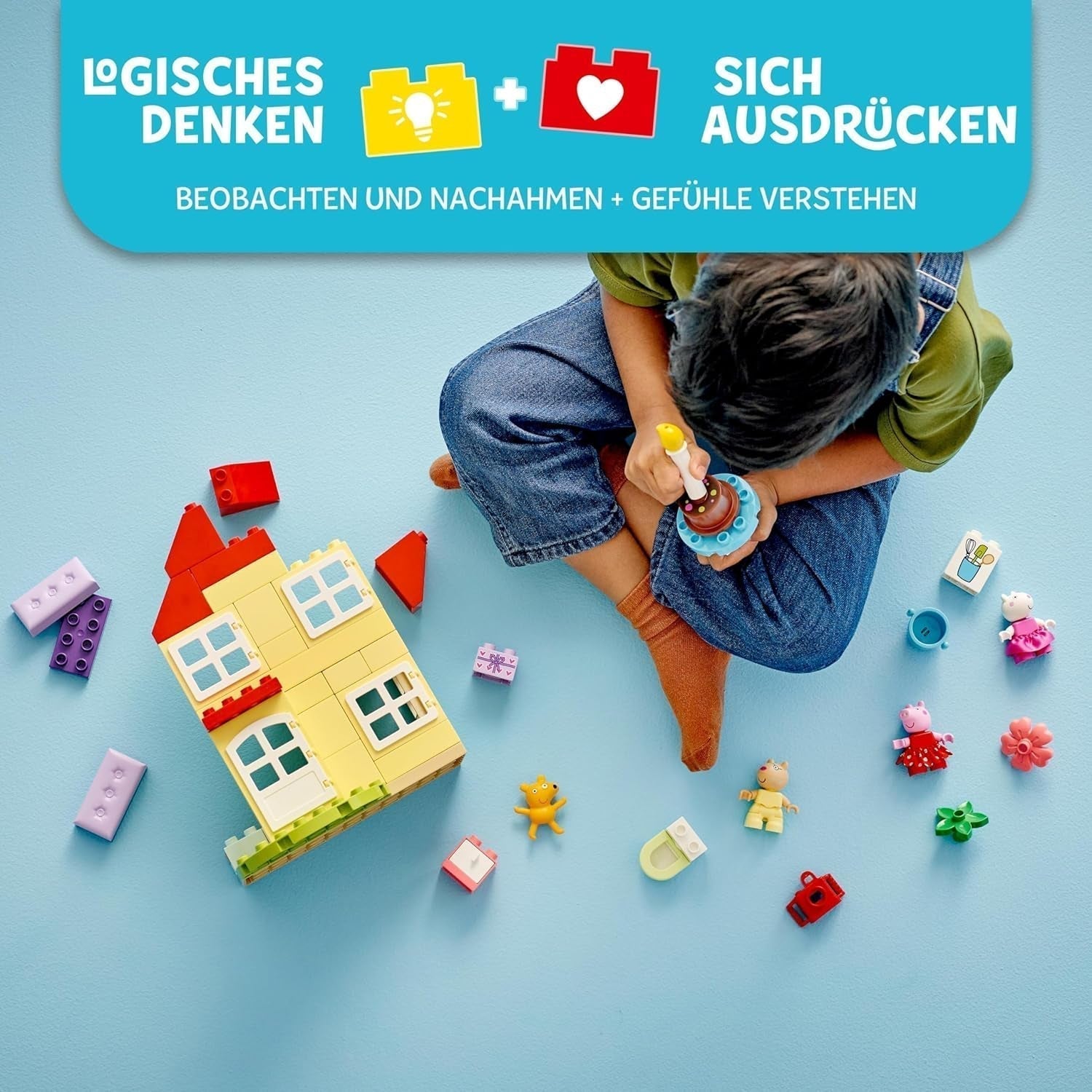 LEGO DUPLO Peppa's Birthday House: Kreativní hračka pro 3 postavy, stavějte a přestavujte domeček pro 2leté děti, chlapce a dívky, podporuje zručnost 10433 Stavebnice Besuche den LEGO-Store