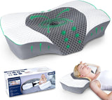 Ortopedický polštář SAHEYER šíjová opěrka polštář hlavový polštář ergonomický šíjový polštář postranní spací polštář 60 X 40 X 13/11 cm polštář z paměťové pěny pro postranní spánek záda a žaludek Cervikální ortopedické polštáře Naty Shop Grey