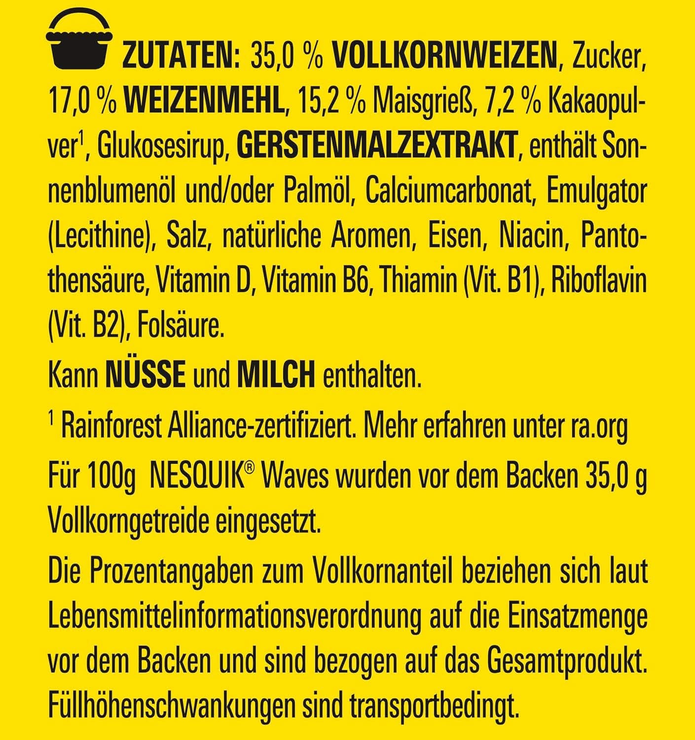 Nesquik Choco Waves, křupavá snídaně s čokoládovými vlnami, 330 gramů Cereals Naty Shop
