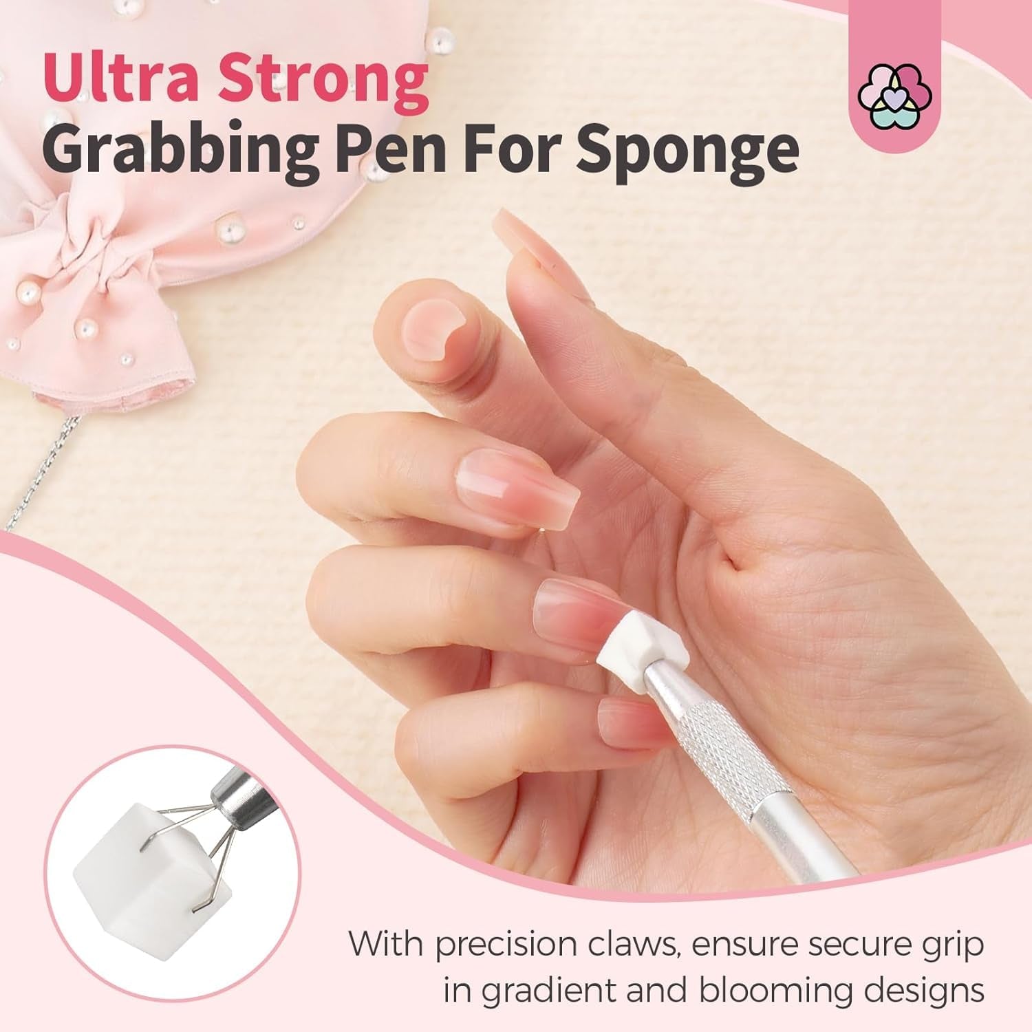 125 Nail Art Schwämme Und 4 Krallen Houba na nehty Metallgreifer Für Ombre Und Gradient Nageldesign, Nagelkunst-Schwamm Pinsel, Maniküre Zubehör Für Nägel, Nail Art Schwämme Für Babyboomer Effekte DIY