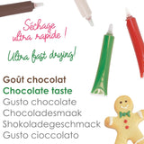 Scrapcooking - Sada 4 vánočních čokoládových pastelek - hnědá, bílá, zelená a červená - Jedlé barvivo - Potravinářské barvivo pro psaní - Psaní a kreslení na dezerty, dorty a sušenky - 7060