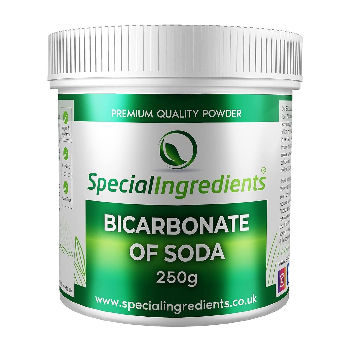Speciální ingredience Natriumbikarbonat - Premium Qualität Extra Fine Powder, Vegan, Gvo-Frei, Glutenfrei - Recycelbarer Behälter Kitchen Naty Shop