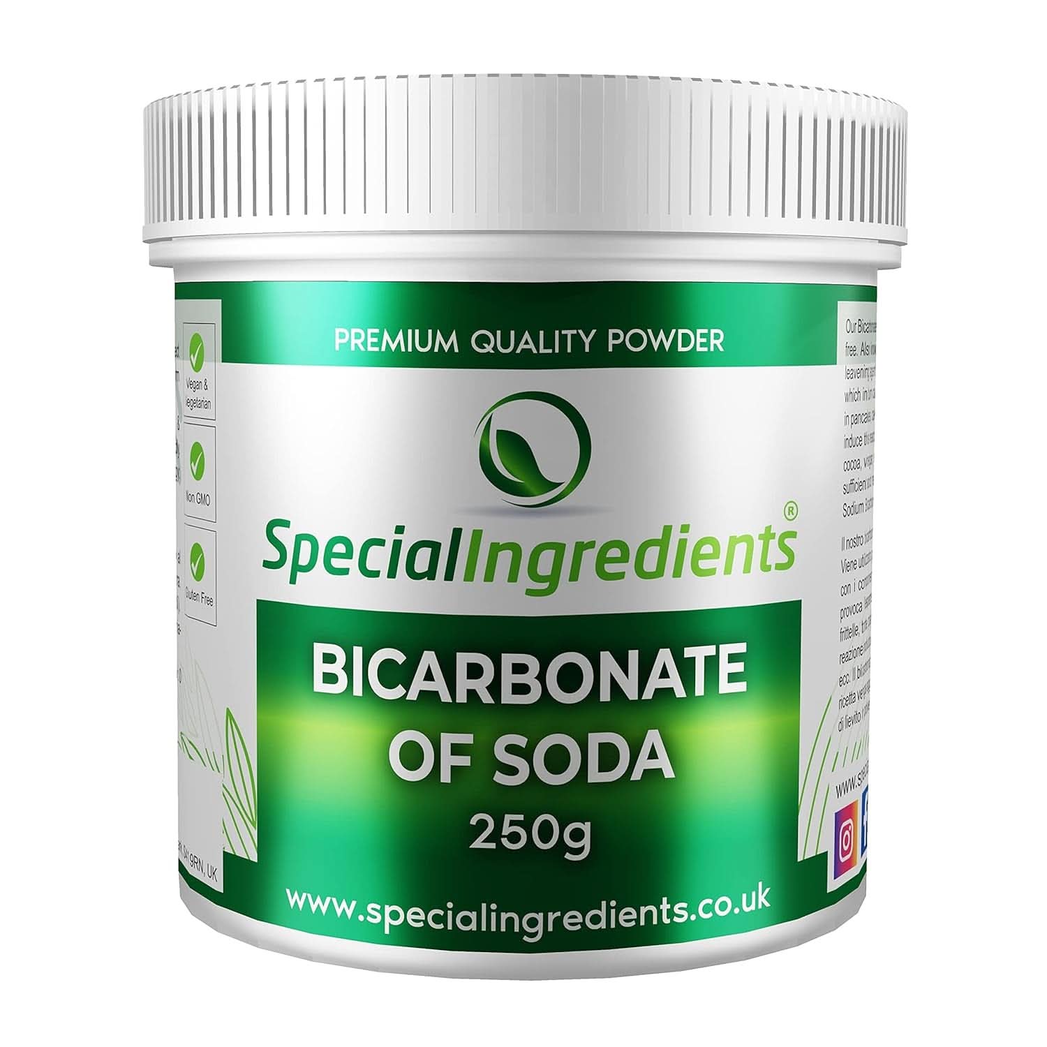Speciální ingredience Natriumbikarbonat - Premium Qualität Extra Fine Powder, Vegan, Gvo-Frei, Glutenfrei - Recycelbarer Behälter Kitchen Naty Shop