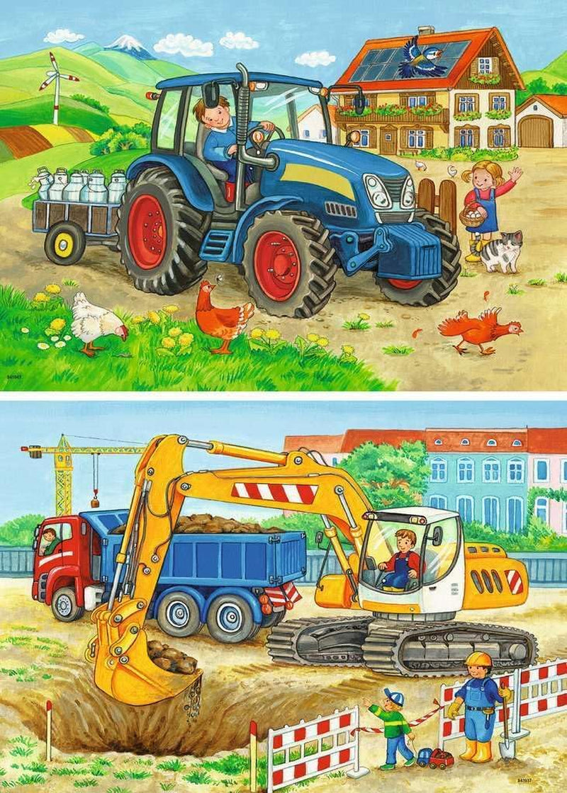 Ravensburger Puzzle pro děti - 07616 Staveniště a farma - Puzzle pro děti od 3 let, s 2X12 dílky Puzzle Naty Shop
