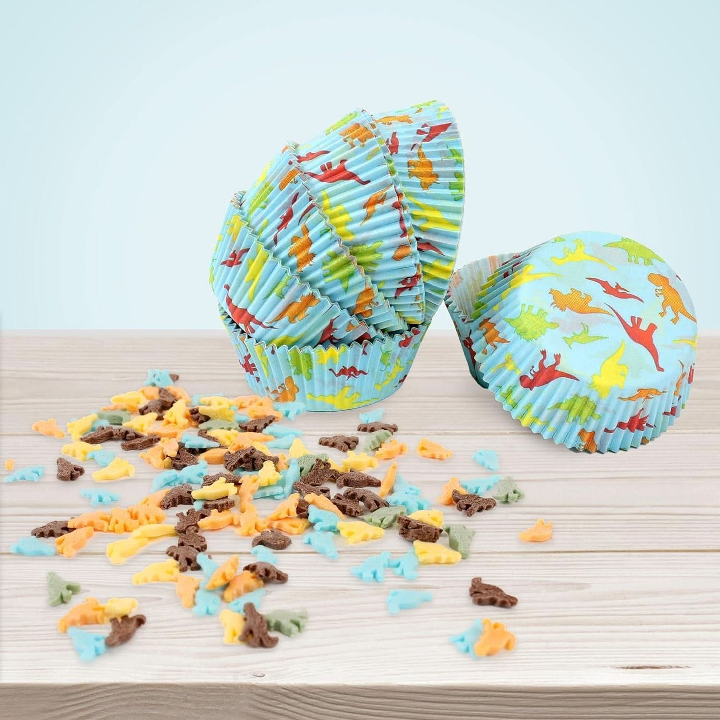 Günthart Dino set, 55 gramů + 50 papírových obalů na košíčky Sprinkles Naty Shop