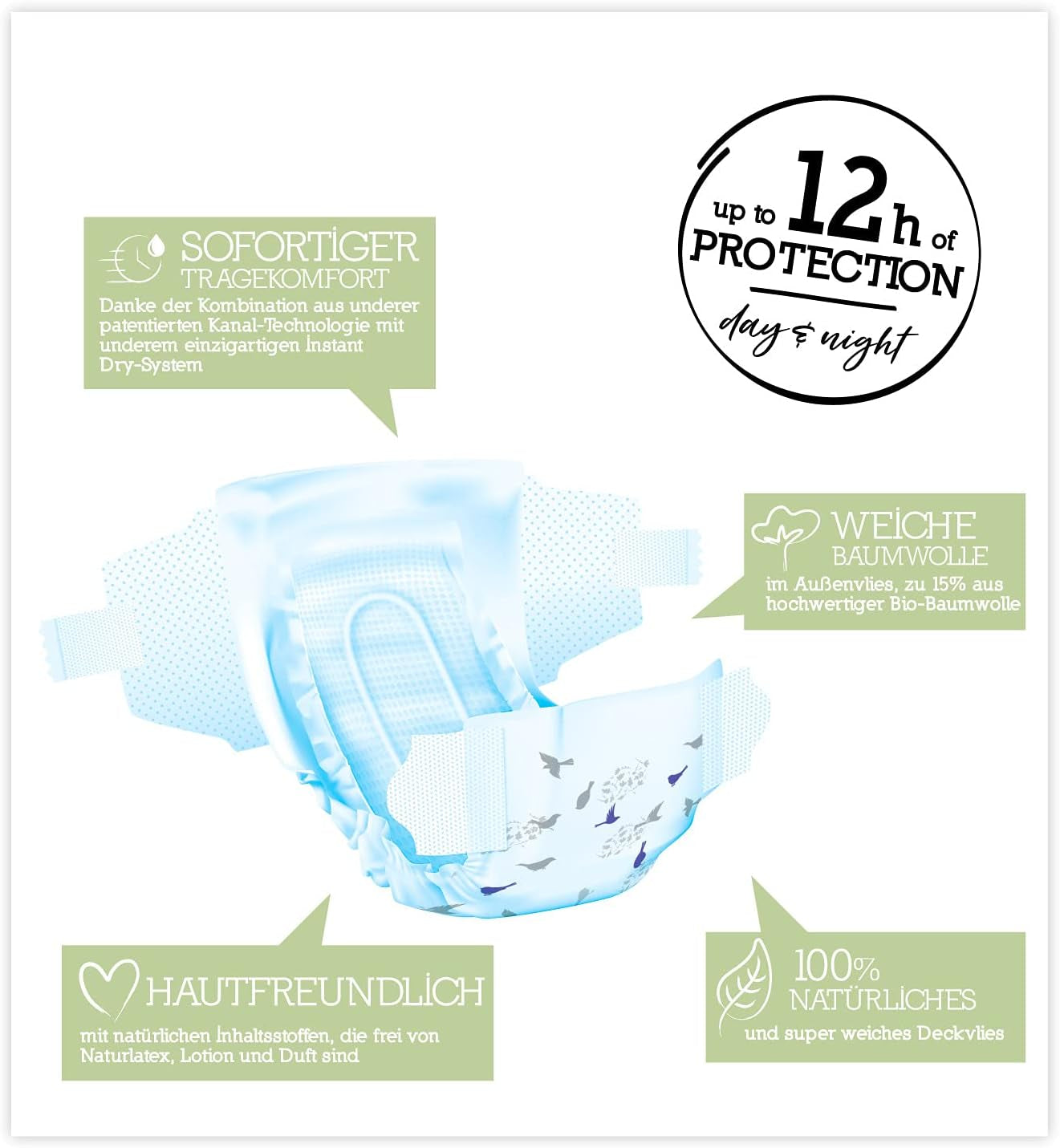 Organické plenky Pure & Nature Velikost 6 XL (17-28 kg) Měsíční box 84 Organické plenky