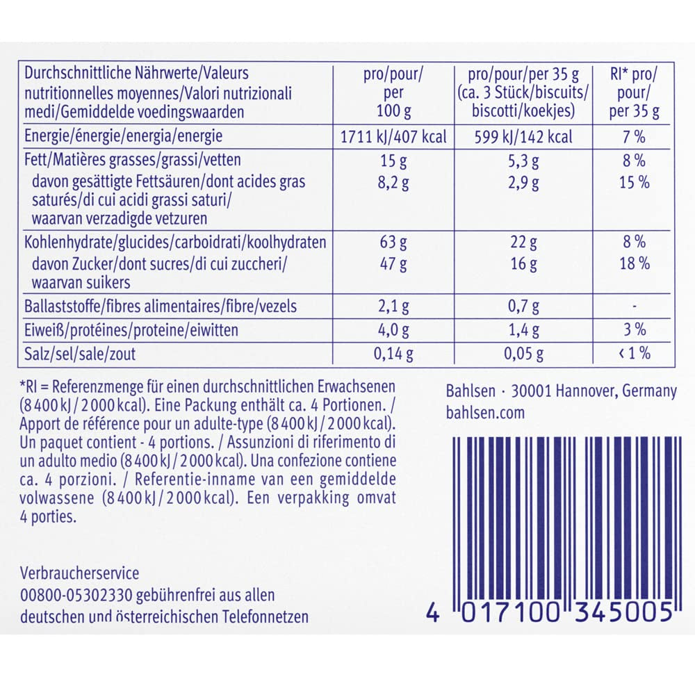 Bahlsen Messino Edelherb - Balení 4 ks - Edelherb Čokoládová pomerančová náplň Nadýchané těsto (1 x 125 g)