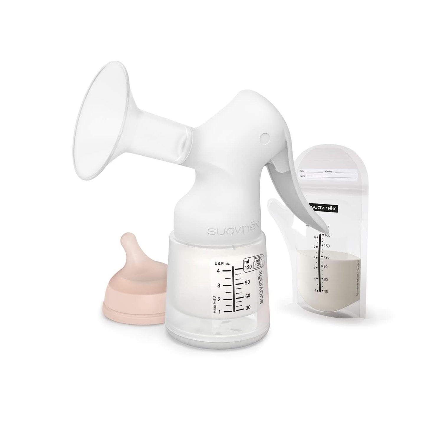 Suavinex, Mateřská odsávačka mateřského mléka, 120 ml, s nastavitelným průtokem Potraviny a doplňky pro kojení Bebe Naty Shop