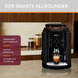 Automatický espresso kávovar KRUPS Arabica Picto, kompaktní design, snadné ovládání, intuitivní nastavitelné otočné ovládání, napěňovač mléka, funkce 2 šálků, kávovar, černý, EA810870