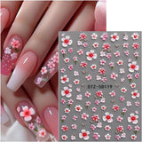 JMEOWIO 3D Nálepka na nehty Blume Nálepka na nehty Selbstklebend Nagelaufkleber 5D Stereoskopické jarní letní květinové dekorace Nageldesign Zubehör 4 Blatt