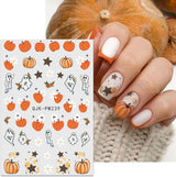 JMEOWIO Nálepka na nehty Halloween 9 Blatt Nálepka na nehty Selbtklebend Nagelaufkleber Süßes Gespens Kürbis Dekoration Nageldesign Zubehör