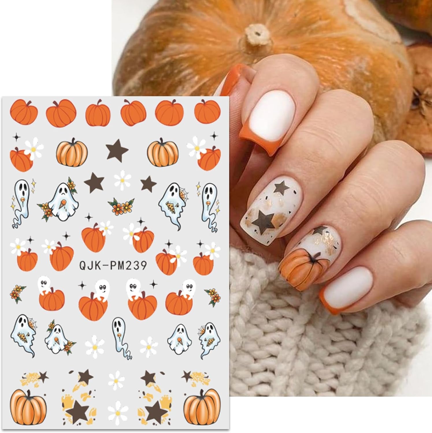 JMEOWIO Nálepka na nehty Halloween 9 Blatt Nálepka na nehty Selbtklebend Nagelaufkleber Süßes Gespens Kürbis Dekoration Nageldesign Zubehör