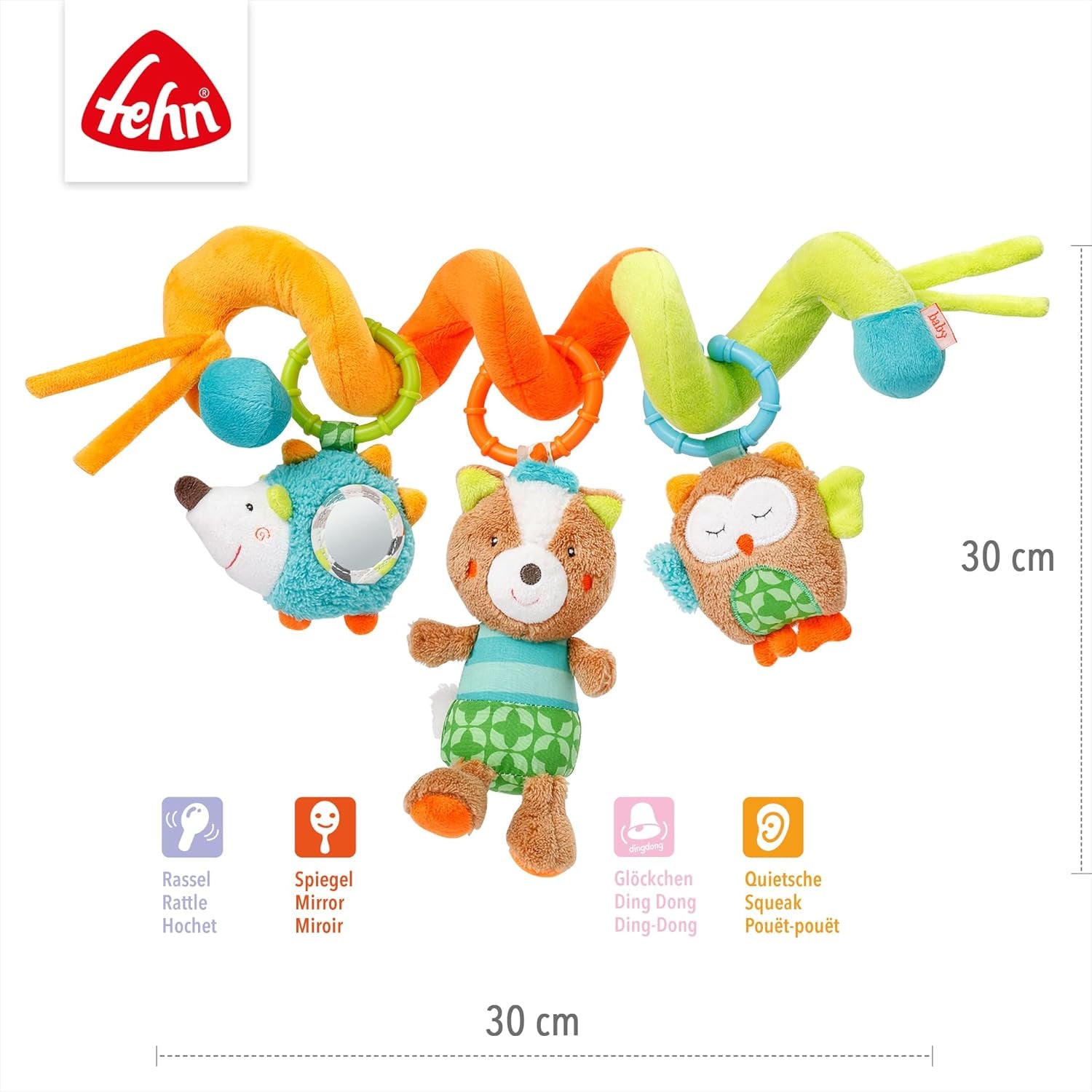 Fehn Activity Spiral Sleeping Forest - dotýkejte se a držte kočárek - hračka pro miminko do postýlky, ohrádky, kočárku a autosedačky - motorická hračka pro miminka a batolata od 0+ měsíců Baby Toys Naty Shop