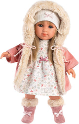 Llorens 1053541 Elena Blond vlasy Modré oči Módní panenka s měkkým tělem včetně módního outfitu s kabátem s kapucí 35 cm