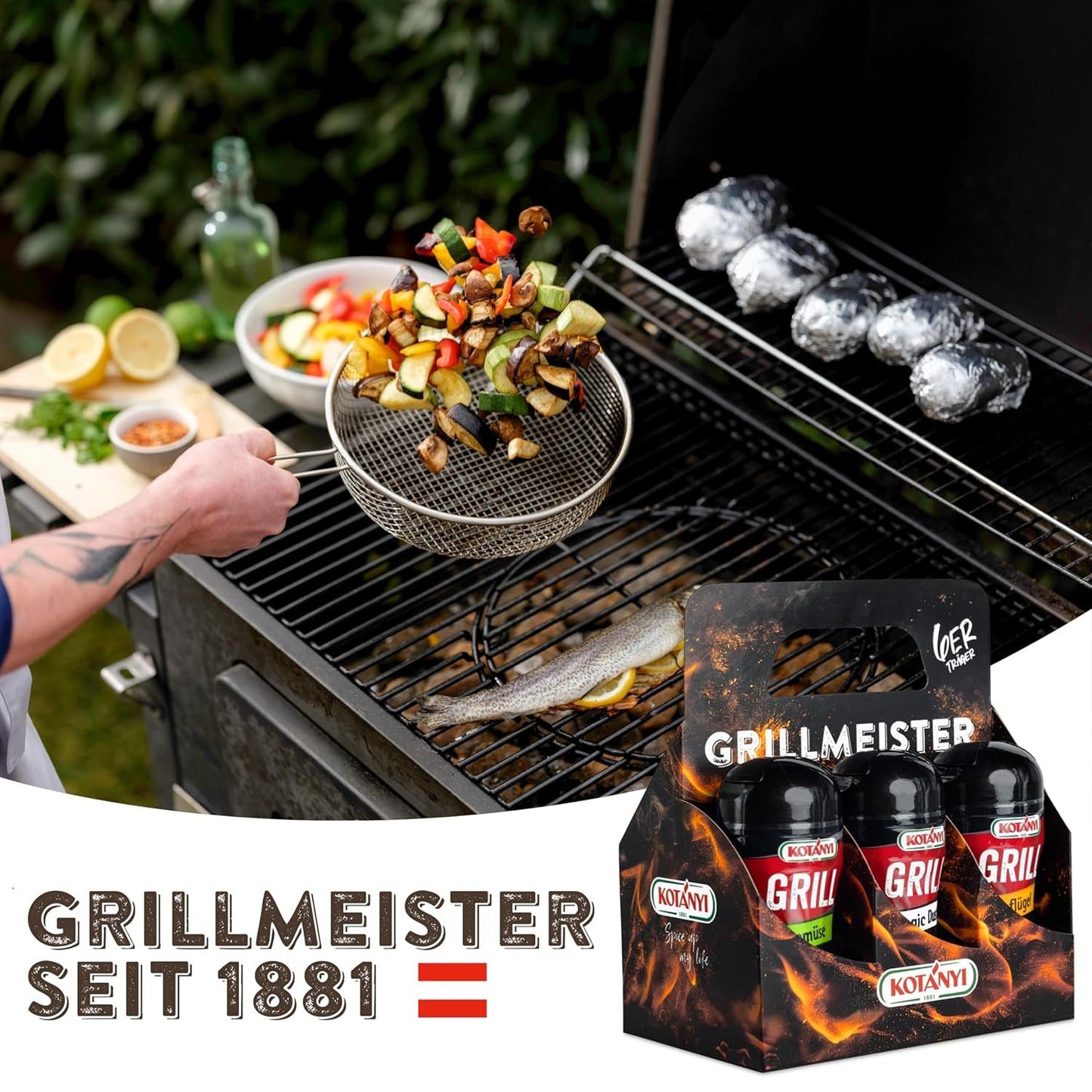 KOTÁNYI Gril Spices Dárková sada - 6er Nosič - Dárky pro muže - Gril Zubehör & Spice Set für jedes BBQ - Gril Zubehör inkl. Magický prach - [Jetzt Geburtstagsgeschenk für Männer bestellen!]