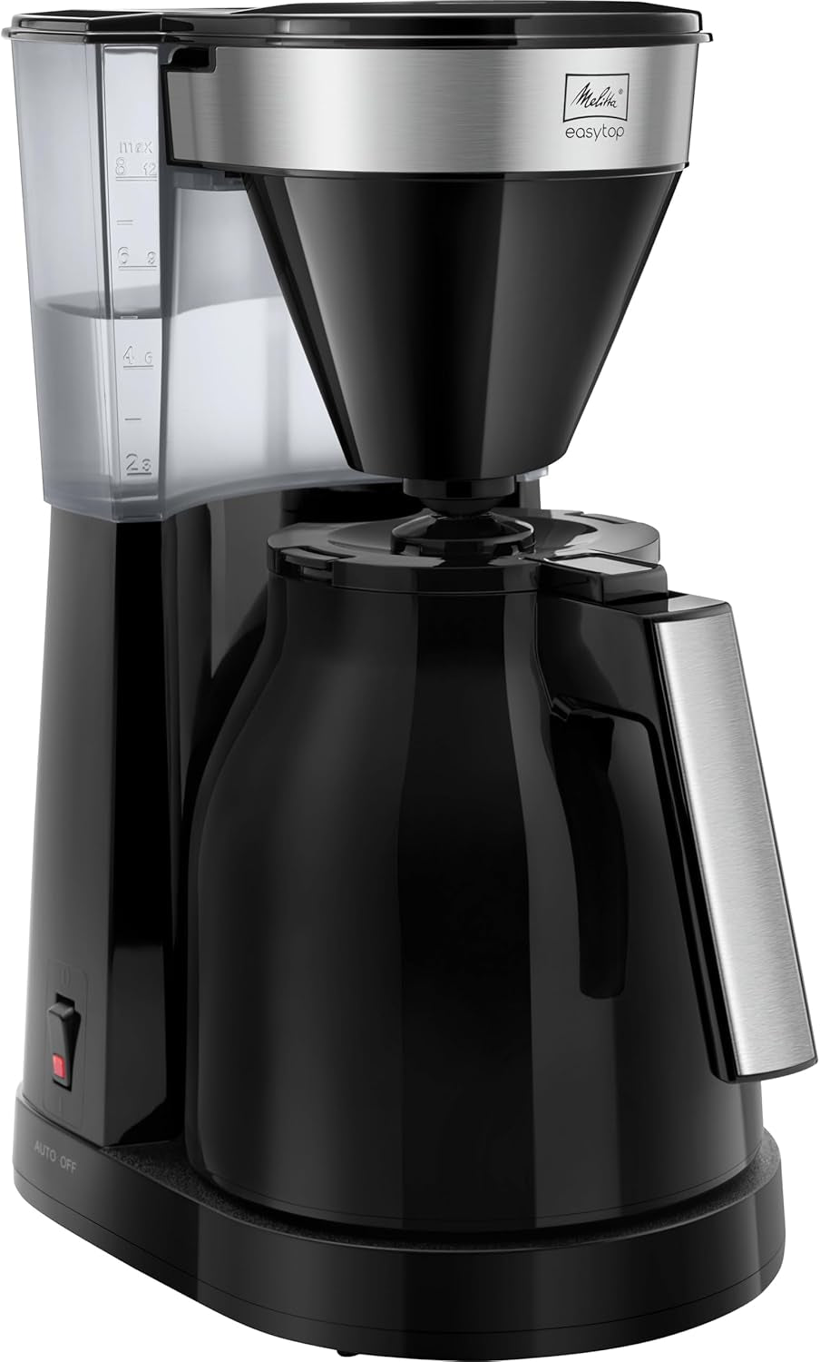 Melitta Easy Top - Espresso kávovar s filtrem a skleněnou karafou, až pro 10 šálků kávy, černá/nerezová ocel