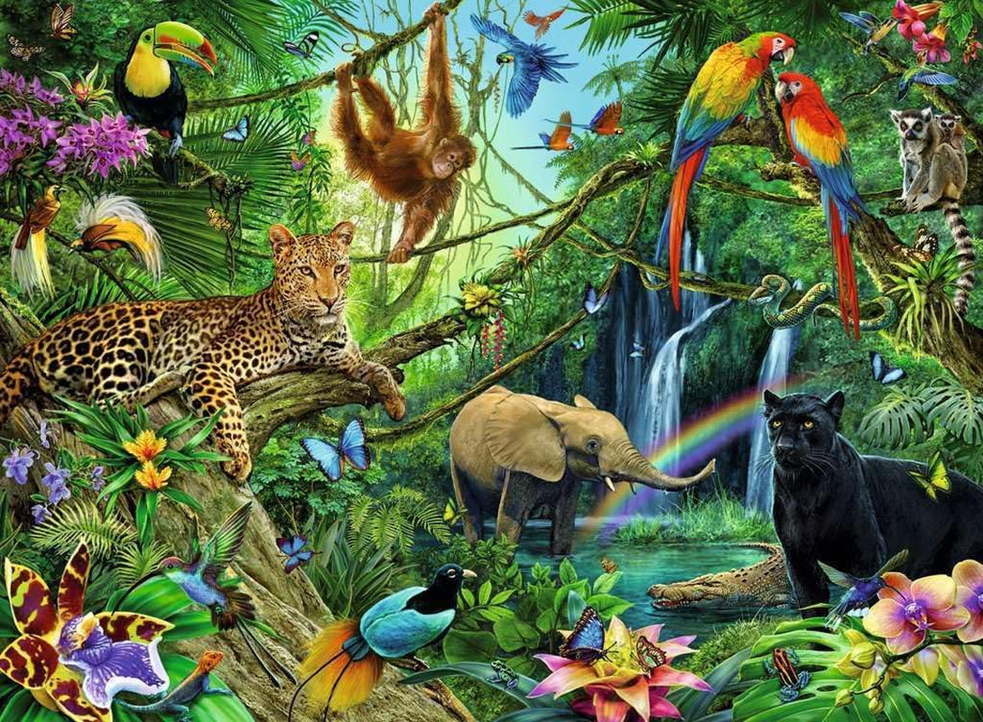 Puzzle Ravensburger pro děti - 12660 Zvířátka v džungli - Puzzle zvířátka pro děti od 8 let, s 200 dílky ve formátu XL Puzzle Naty Shop