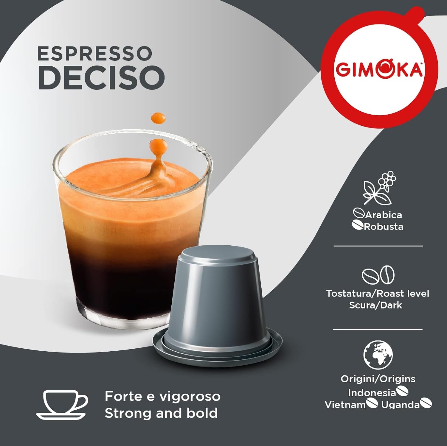 Gimoka Kaffeekapseln Espresso Deciso, Intensität 13/13-100 Kapsel - Kompatibilní s Nespresso* Haushalts-Espressomaschinen - 100 Stück (10 x 10 Getränke) - Hergestellt v Itálii