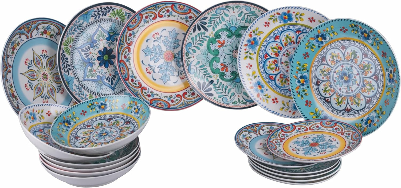 18dílný porcelánový jídelní servis, 6 různých sad talířů, Andalusie