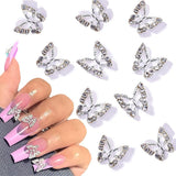 10 kusů slitiny Butterfly nail Charms Kovové nail art přívěsky pro diamanty nehty drahokamy zdobení nehtů zdobení nehtů výroba šperků