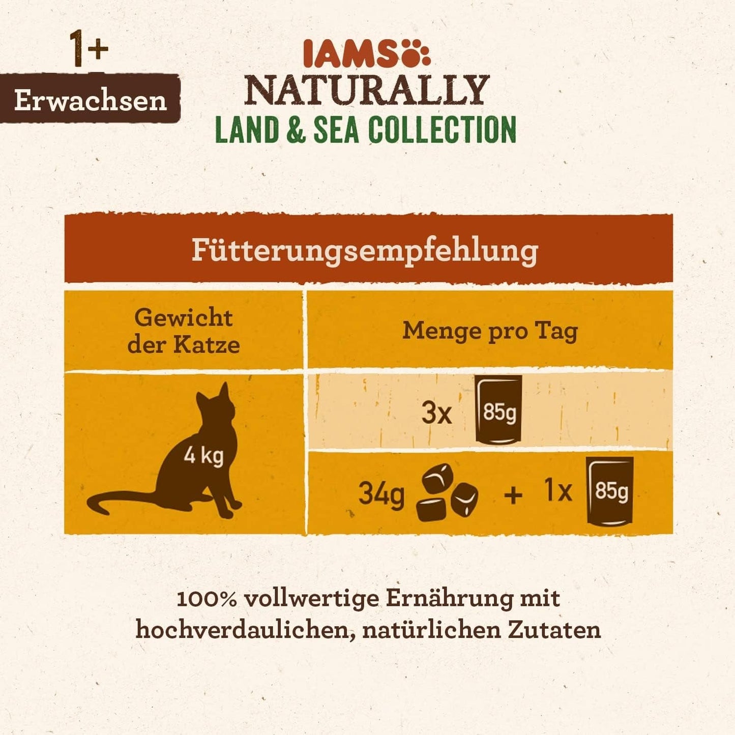 IAMS Natural Mokré krmivo pro kočky v omáčce - Vysoce kvalitní mokré krmivo pro maso a ryby pro dospělé kočky, Land & Sea Collection, 12 x 85 g