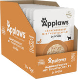 Applaws 100% přírodní Nassfutter für Katzen, Hühnerbrust mit Tunfischfilet in Brühe - Packung mit 12 x 70g Beuteln