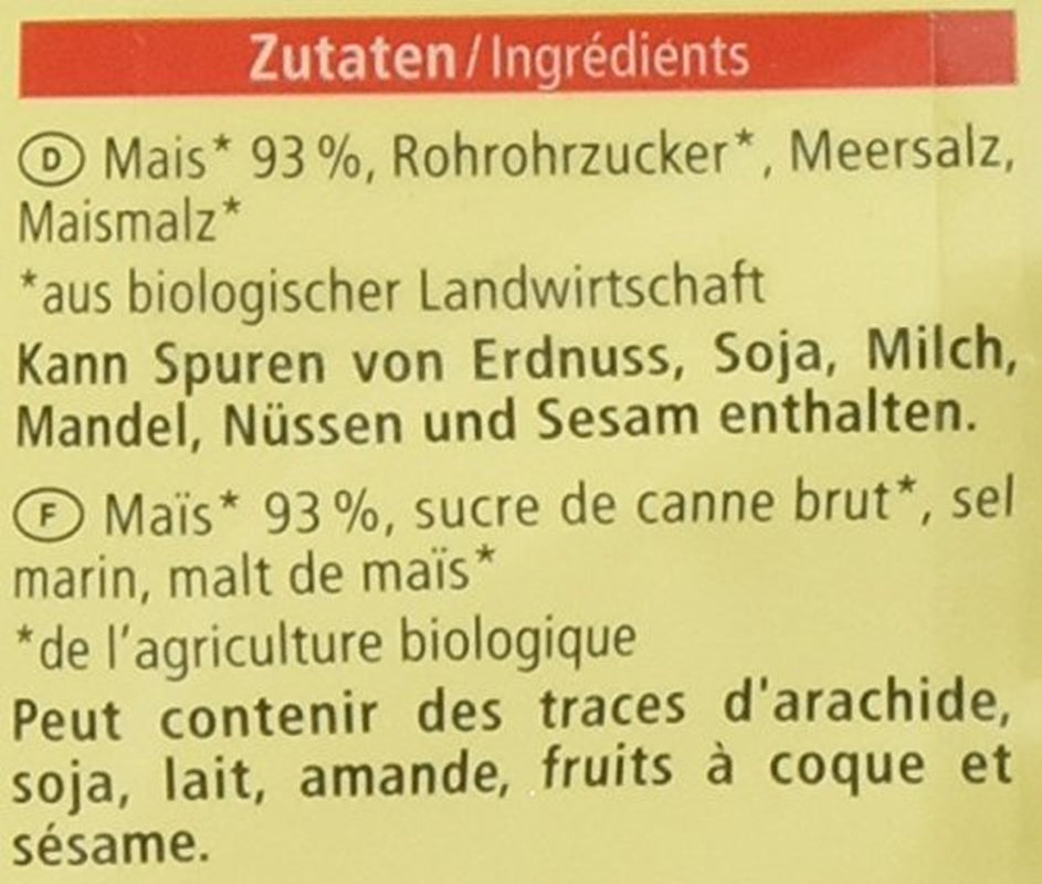 Bio kukuřičné lupínky, bez lepku, 375 g
