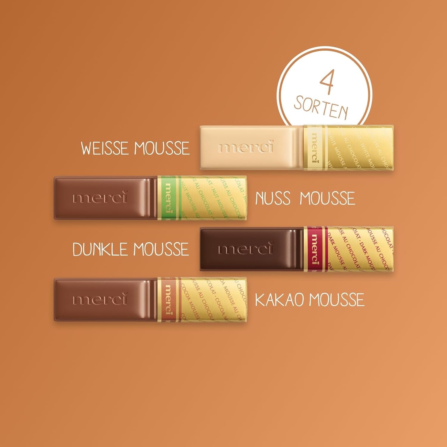 merci Finest Selection Mousse au Chocolat Variety – 1 x 210 g – Speciality Vynikající čokoládová pěna – Plněné i neplněné pralinky