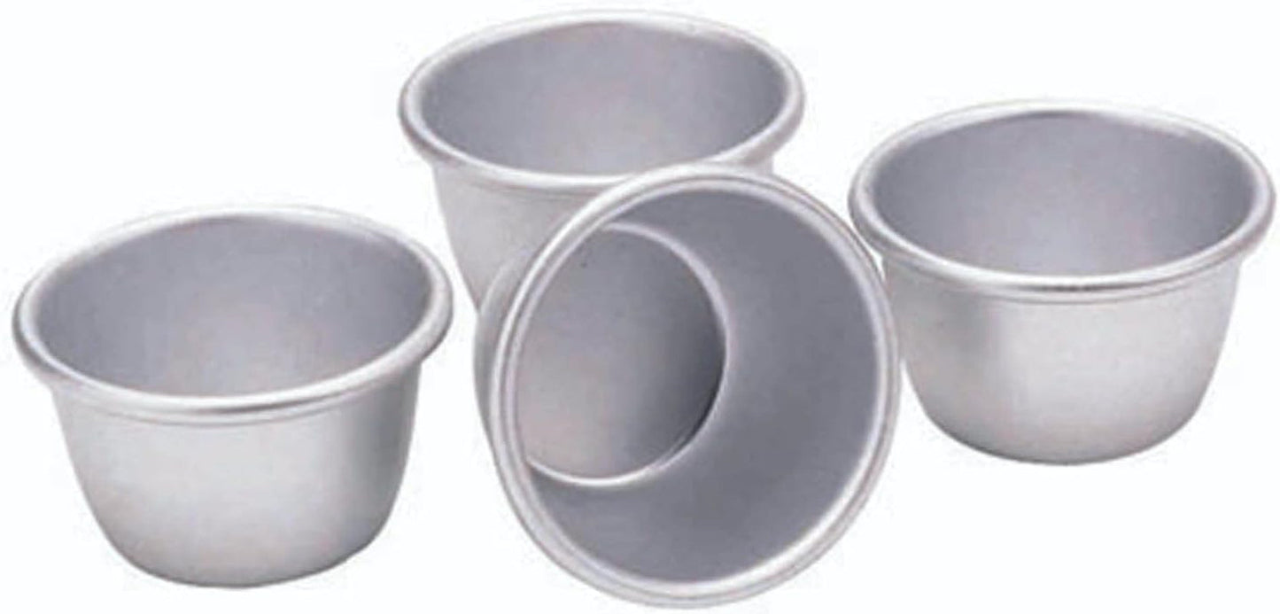 Kitchencraft Mini formičky na pudink Eloxovaný hliník 7,5 cm Sada 4 stříbrných pečicích forem a táců Naty Shop
