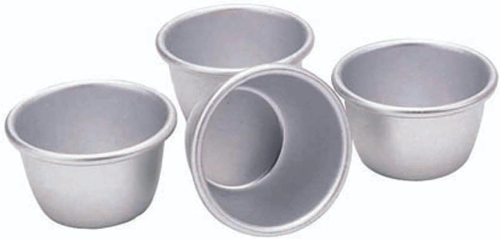 Kitchencraft Mini formičky na pudink Eloxovaný hliník 7,5 cm Sada 4 stříbrných pečicích forem a táců Naty Shop